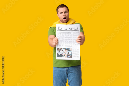 Shocked young man with news...