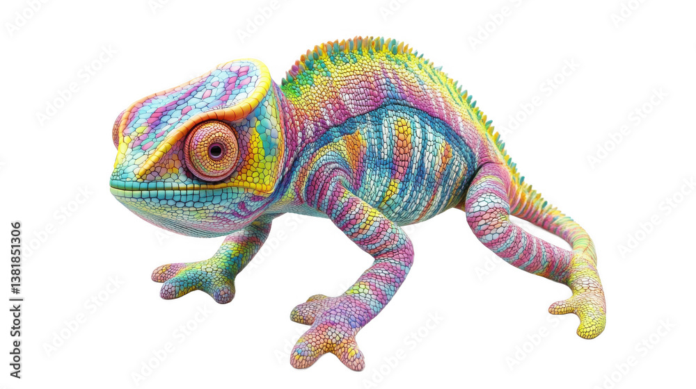 Transparent background image isolate into png . Vibrant Rainbow Chameleon on Transparent Background Transparent background image isolate into png . Vibrant Rainbow Chameleon on Transparent Background