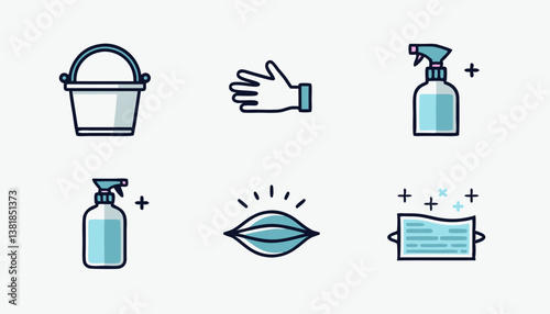 Cleaning supplies and tools in a modern flat design  