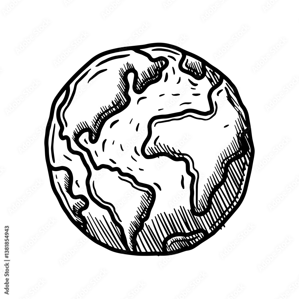 Fototapeta premium Hand draw vector illustration of planet Earth in doodle style