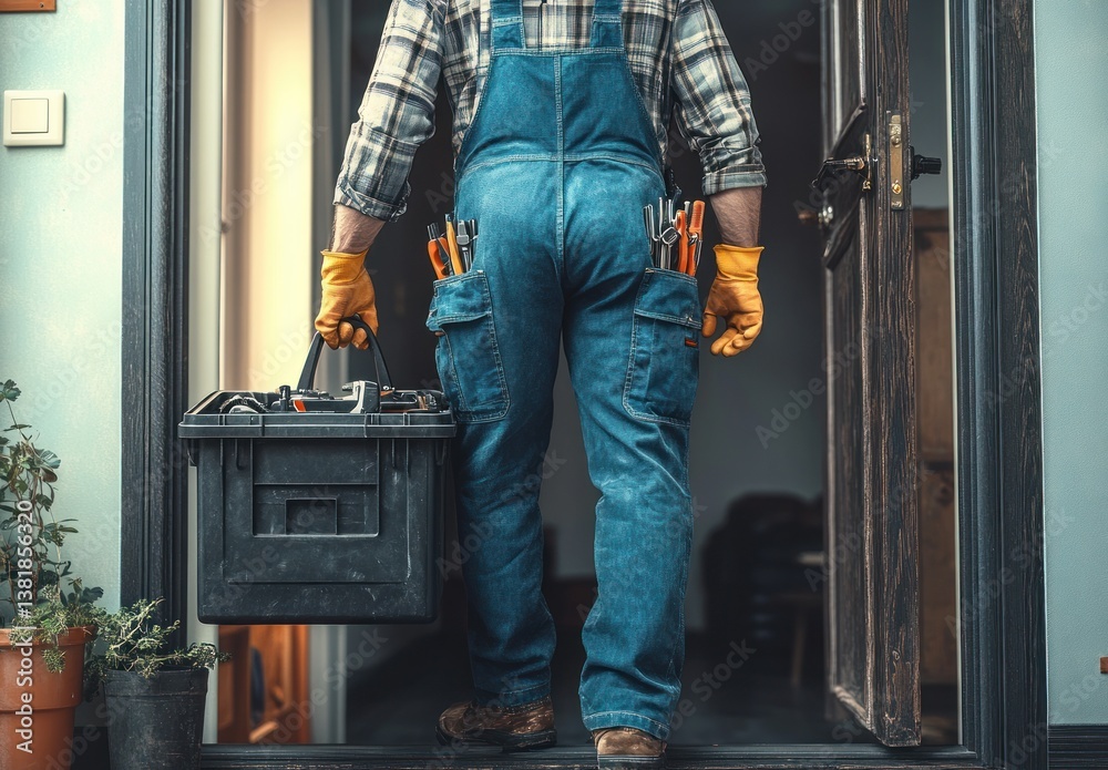Handyman Service Entering Apartment for Repair and Maintenance