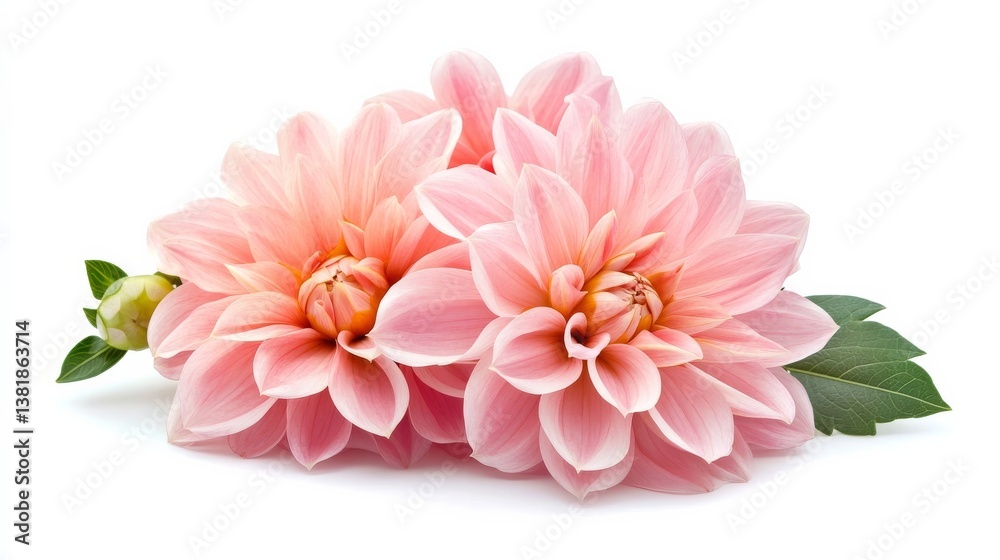 Fototapeta premium Colorful dahlias on white.