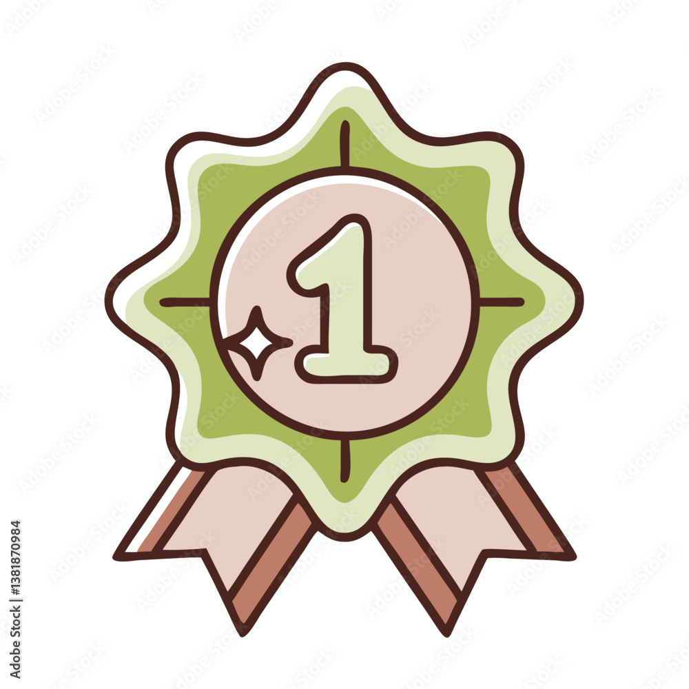 First place award ribbon, vibrant green illustration First place award ribbon, vibrant green illustration