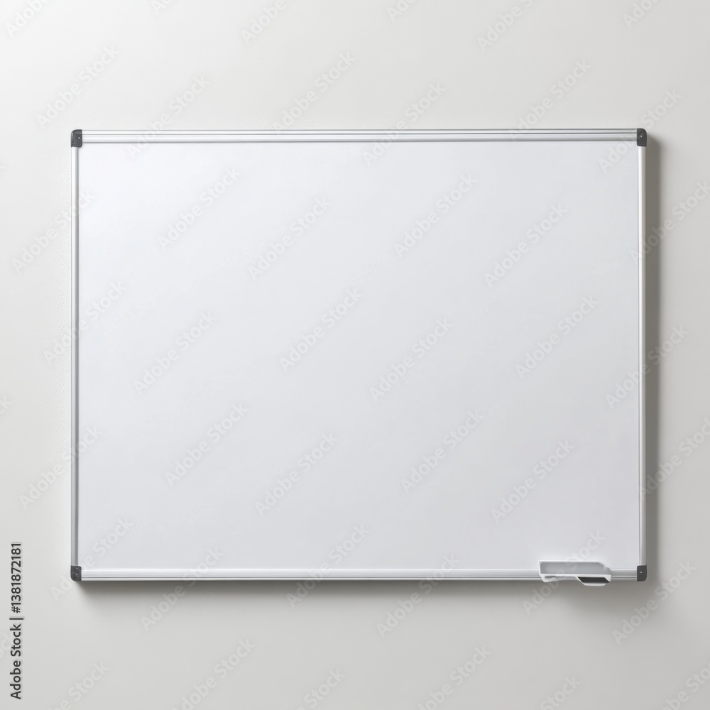 Blank whiteboard with aluminum frame in classroom or office setting Blank whiteboard with aluminum frame in classroom or office setting