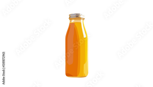 Minimalist icon of an orange juice bottle on a white background