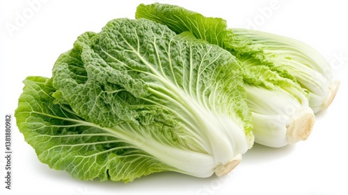 Single ripe purple Napa cabbage on white.