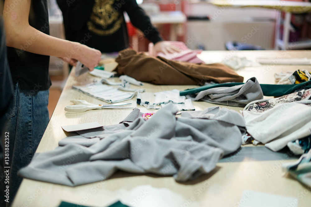 Artistic workshop in the sewing atelier.