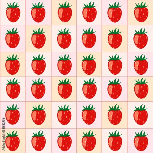 Fruit seamless pattern with strawberries