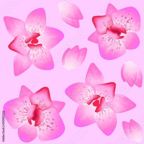 Pink orchid seamless pattern