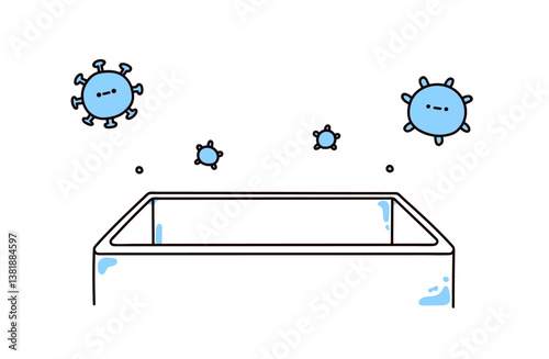 カビと浴槽のイラスト