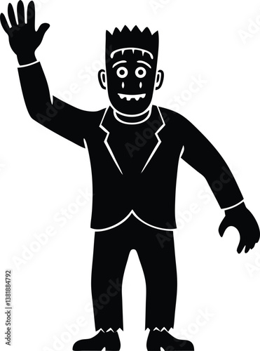  friendly Frankenstein monster waving.