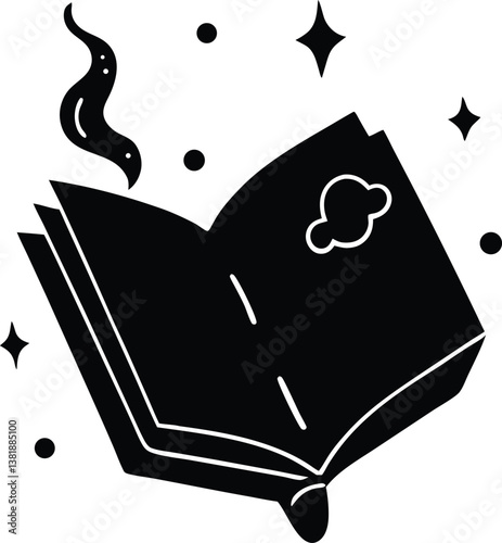 mysterious spell book floating with magical en-erg