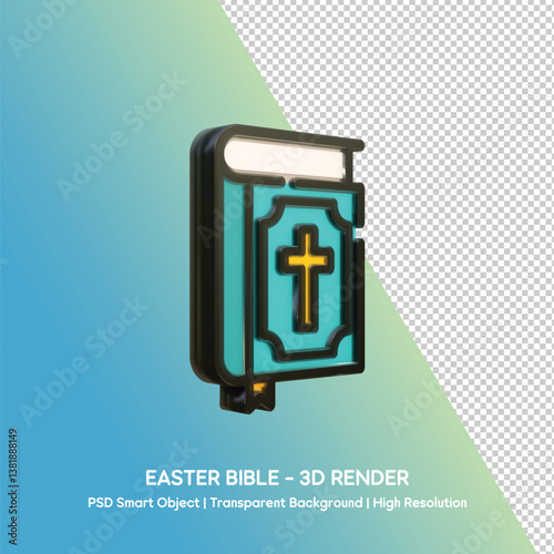 Easter Bible 3D Render with Cross Symbol
