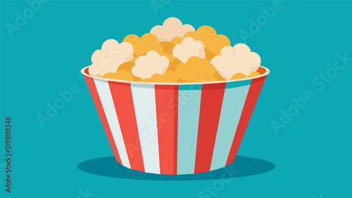 A bowl of freshly popped popcorn lightly salted and buttery a classic snack to enjoy during any sporting event.. Vector illustration
