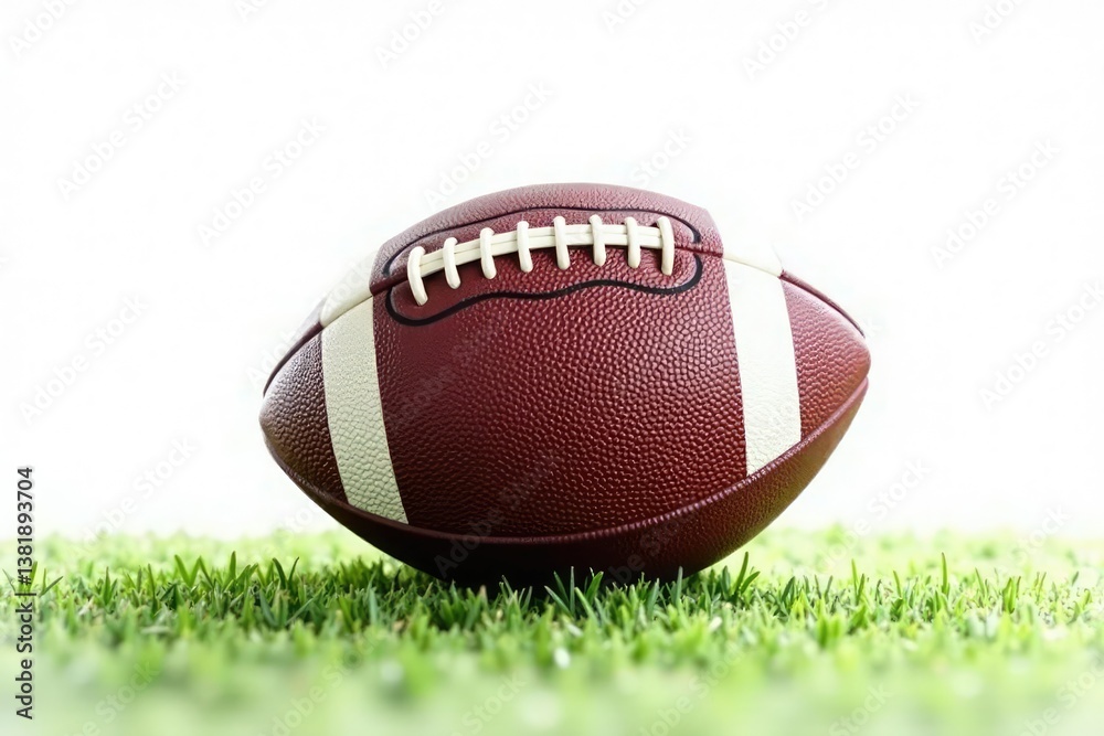 Classic white background, perfectly centered football , background, design, sports equipment Classic white background, perfectly centered football , background, design, sports equipment