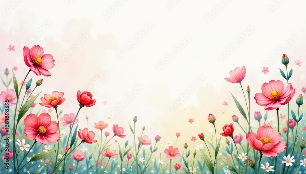 Obraz premium Delicate watercolor wildflowers, soft pastel hues , delicate, floral design, wallpaper