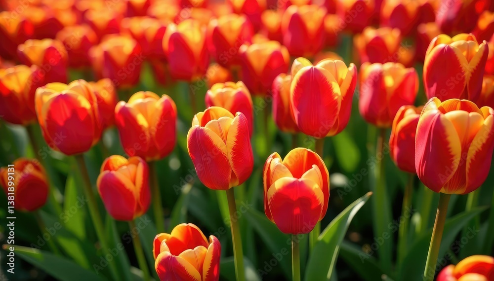 Densely packed vibrant tulips, bright cheerful motif, spring, texture Densely packed vibrant tulips, bright cheerful motif, spring, texture