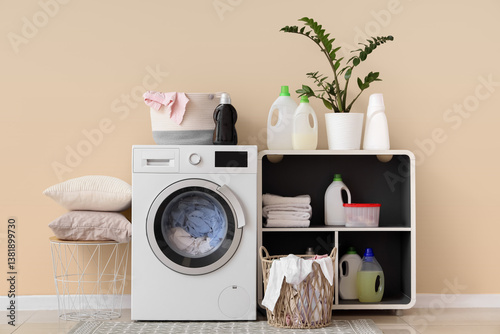 Modern laundry room interio...