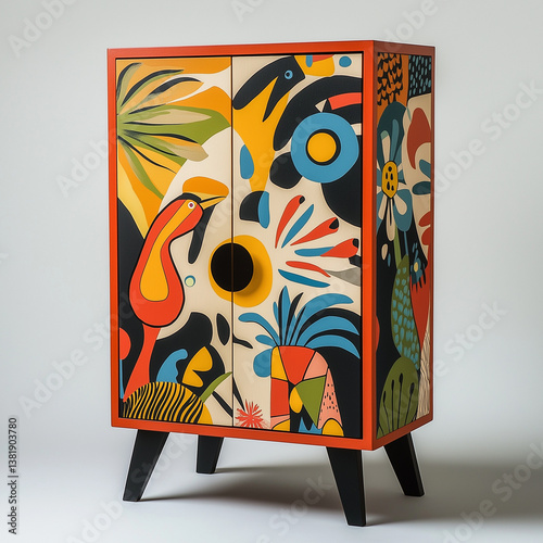 A vibrant, playful cupboard with an unconventional design adding flair and character to the space