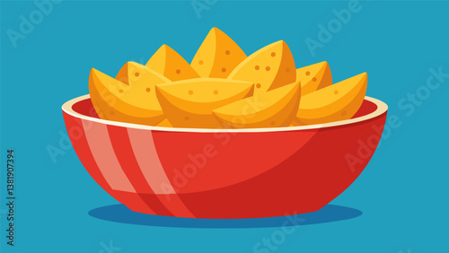 A bowl of savory seasoned potato chips perfect for snacking on during a movie.. Vector illustration