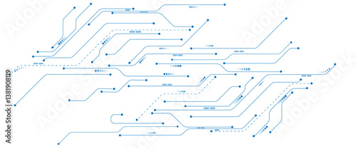 Abstract digital technology futuristic internet network speed connection white and blue background. Technology background with crossed lines and dots.