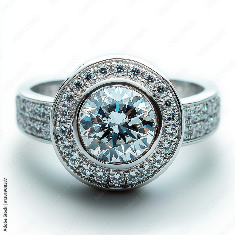 A luxurious diamond ring with a wide band and sparkling diamonds for an eye-catching appeal