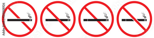 NO SMOKING, NO vaping combined sign, Printable sticker, Vector. 