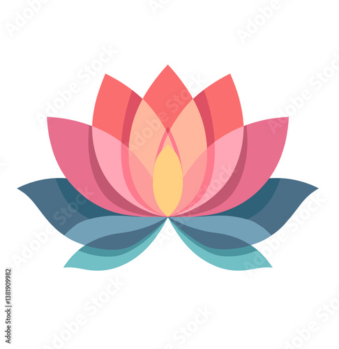 Abstract lotus flower illustration in vibrant colors representing peace  