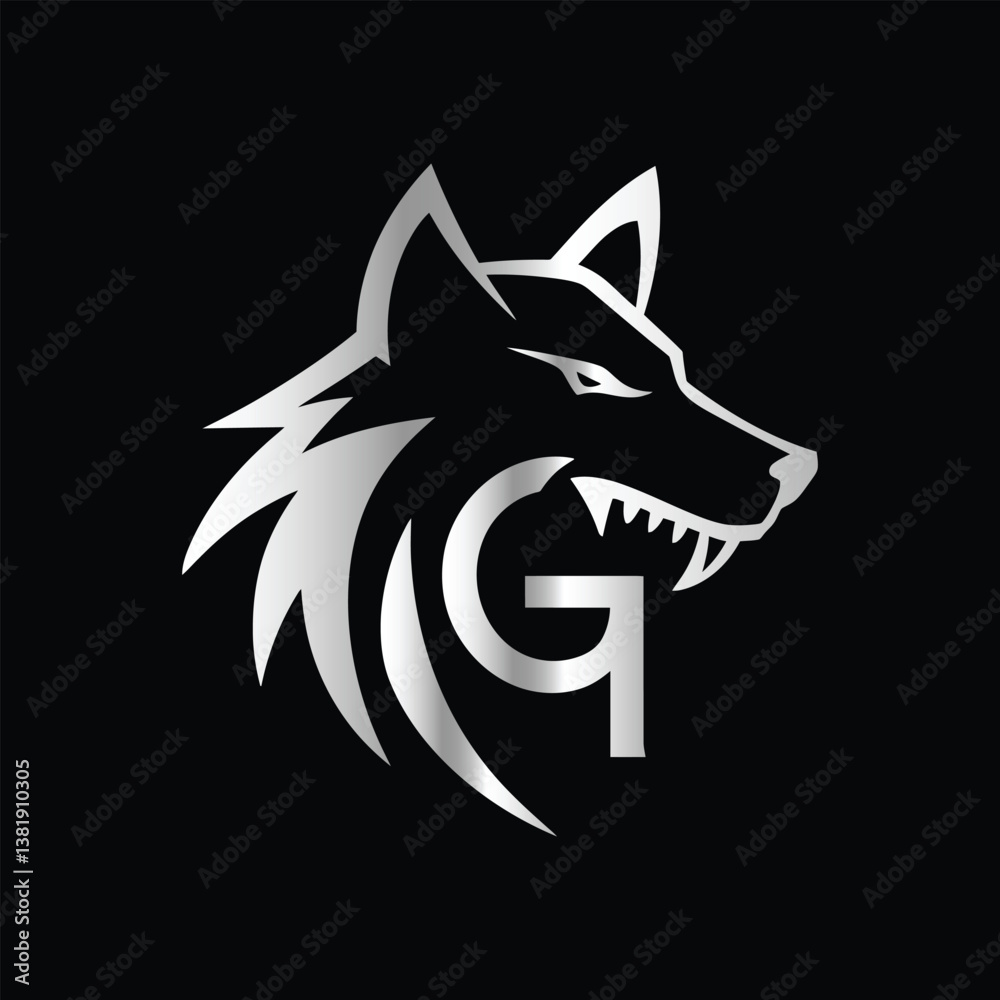 Obraz premium Fox head Vector illustration. Letter G Monogram design wolf face vector template.