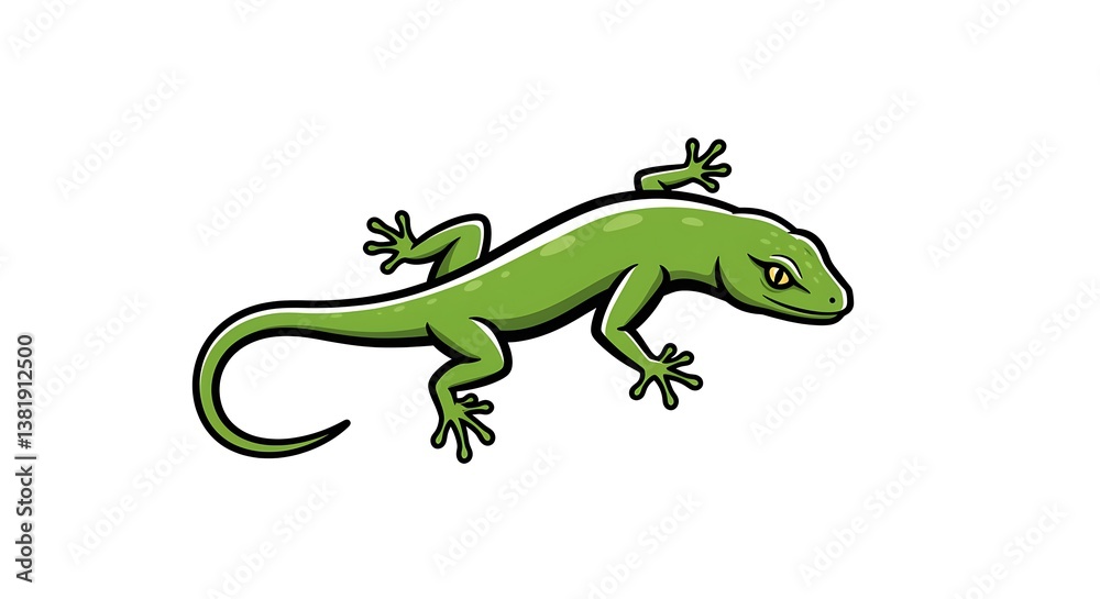 Fototapeta premium Green Lizard Crawling illustration 