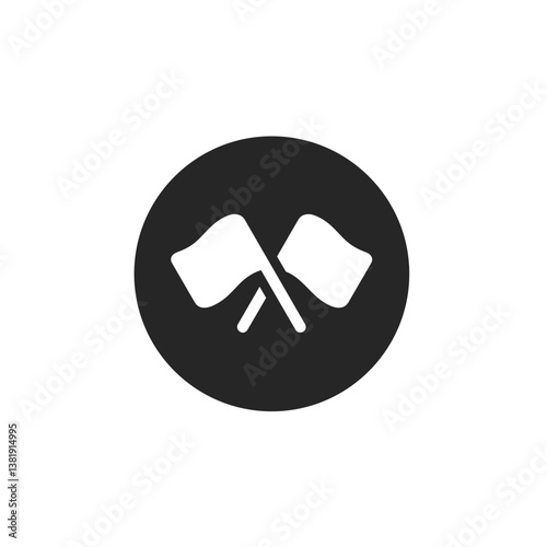 Two Crossed Flags Circle Filled Icon