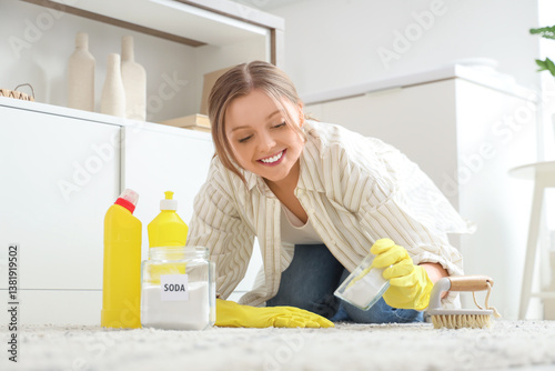 Young woman with baking sod...