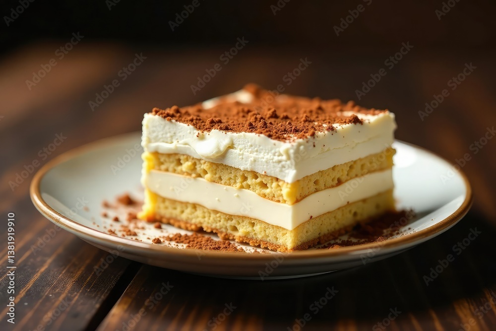 Rich, decadent tiramisu; fluffy cream, coffee-soaked biscuits , creamy texture, studio, italian dessert Rich, decadent tiramisu; fluffy cream, coffee-soaked biscuits , creamy texture, studio, italian dessert