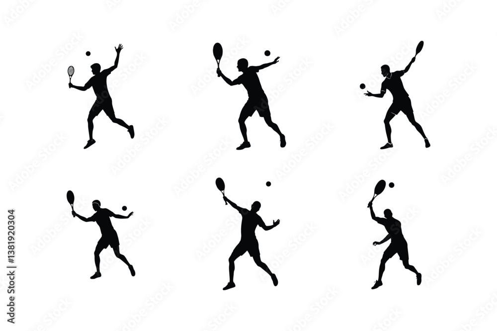 Fototapeta premium Dynamic Tennis Players in Action Silhouettes