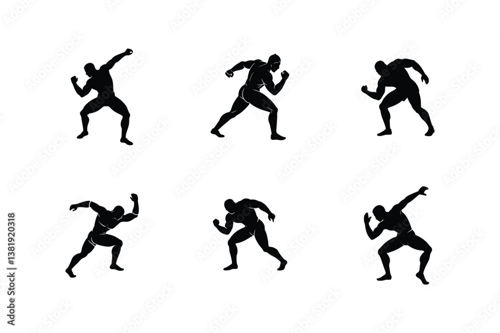 custom made wallpaper toronto digitalDynamic Black and White Silhouettes of Athletic Male Figures