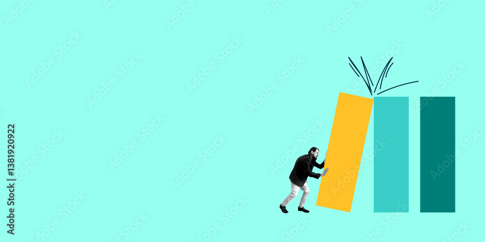 Obraz premium Abstract Creative Design. Collage Art. Blue Background.