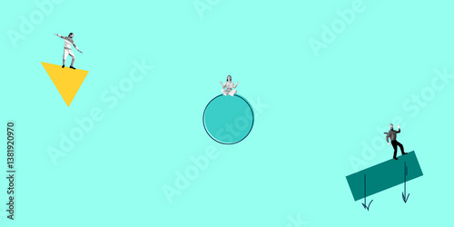 Abstract Creative Design. Collage Art. Blue Background.