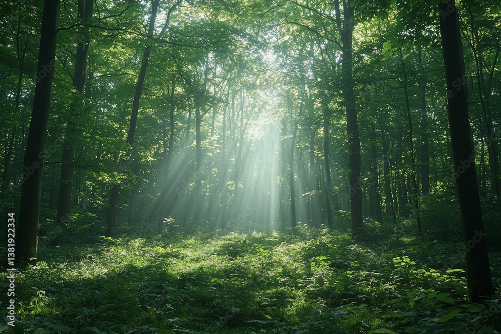 Sunlit Forest Path Tranquil Nature Scene Sunlit Forest Path Tranquil Nature Scene