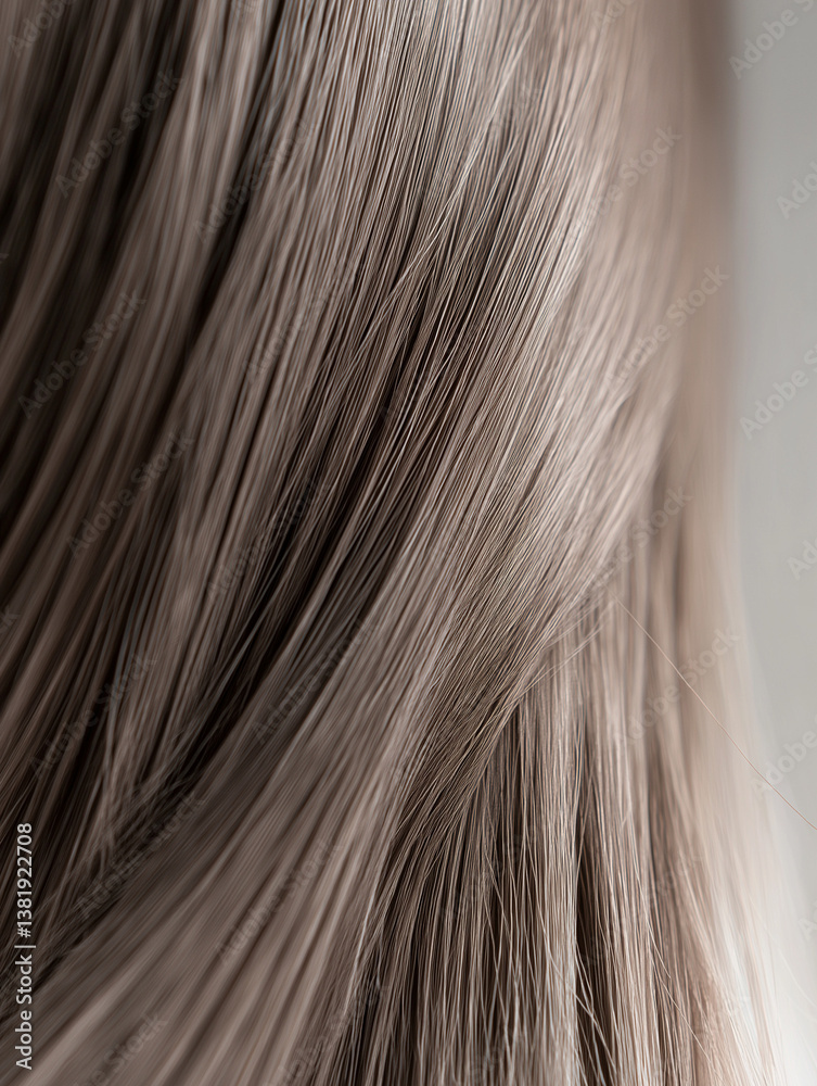 Naklejka premium ミルクティーブラウンのヘアカラーの髪のクローズアップ
