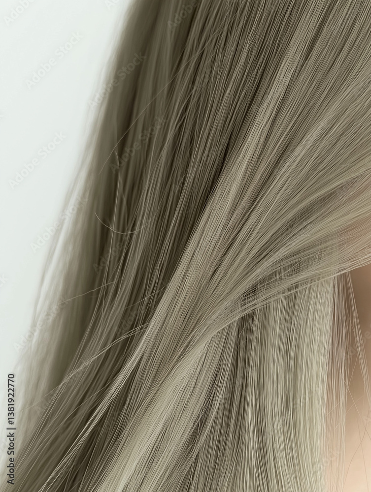 Naklejka premium オリーブアッシュブラウンのヘアカラーの髪のクローズアップ