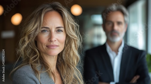 Wallpaper Mural Confident Blonde Female Business Executive in Formal Attire Posing in Corporate Office Environment Conveying Leadership and Professionalism Torontodigital.ca