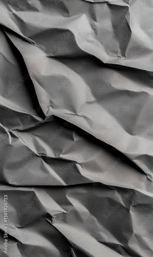 Obraz premium Charcoal-colored wrinkled paper backdrop - rich texture, dark hue, refined design, textured surface, black tone, intricate folds, minimalist aesthetic, paper backdrop, smooth finish, artistic depth.