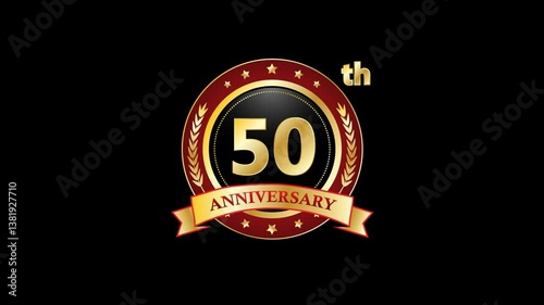 Footage 50 th anniversary label with ribbon photo
