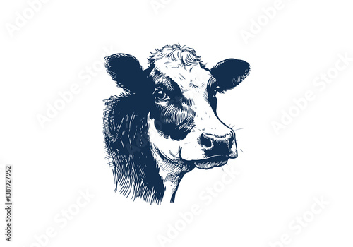Holstein Friesian cattle hand drawn vector illustration