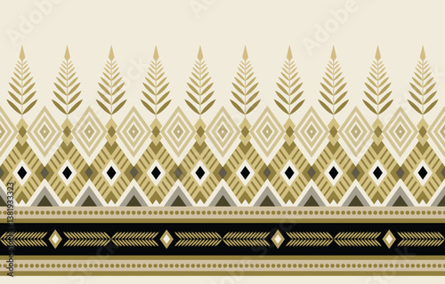 Ethnic tribal black and gold background. Seamless tribal pattern, folk embroidery, tradition geometric ornament. Traditional design for fabric, textile, print, rug, paper