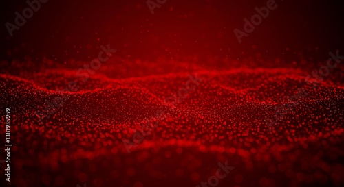 Crimson Particle Wave Red Dust Undulation Scarlet Digital Sea Deep Red Flow Infinitesimal Crimson Glowing Red Particles AI Generated