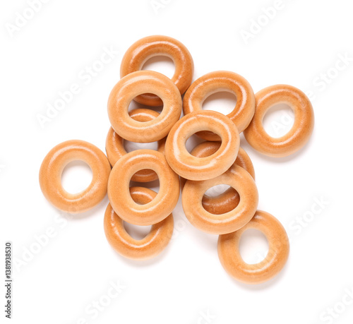 Pile of golden brown bagel ...