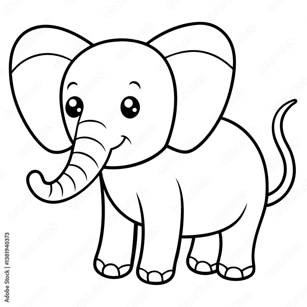 Naklejka premium Cleaned_a-cute-cartoon-elephant-with-big-ears-and-a-tiny-t.eps