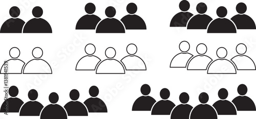 People group icon set. Team people. User profile symbol. Group of people or group of users collection, 
vector illustrasion.