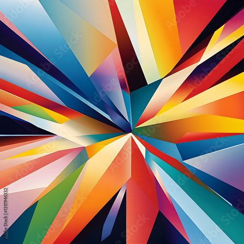 Wallpaper Mural Vibrant Geometric Abstraction: A Dynamic Symphony of Shapes and Colors in Vector Art Torontodigital.ca